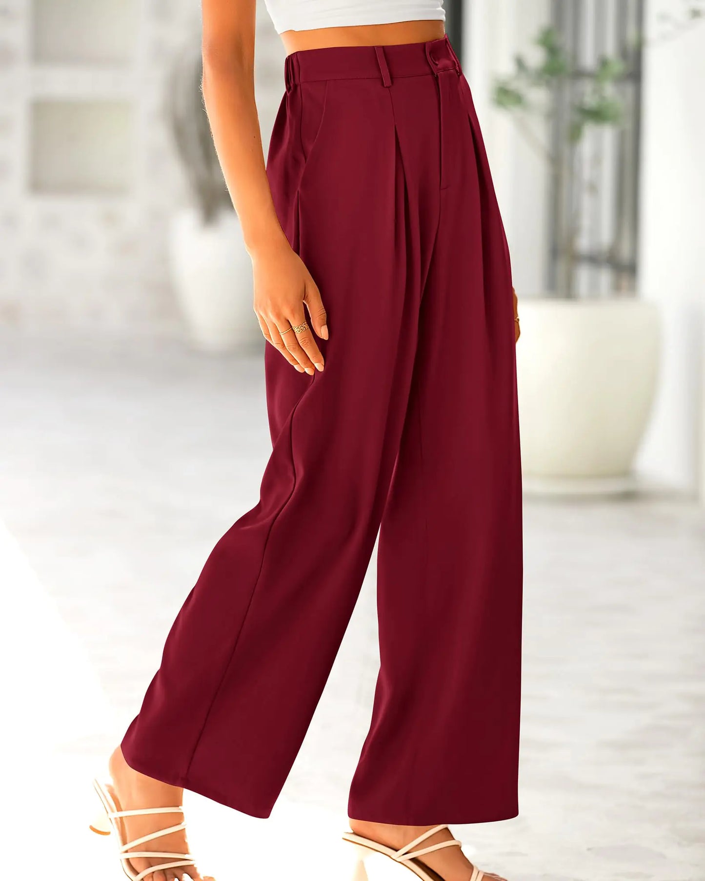 Women's High Waist Casual Wide Leg Pants