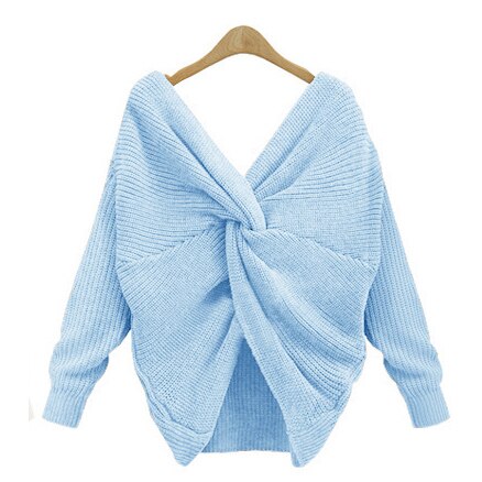 Knitted V-Neck Plus Size Sweater