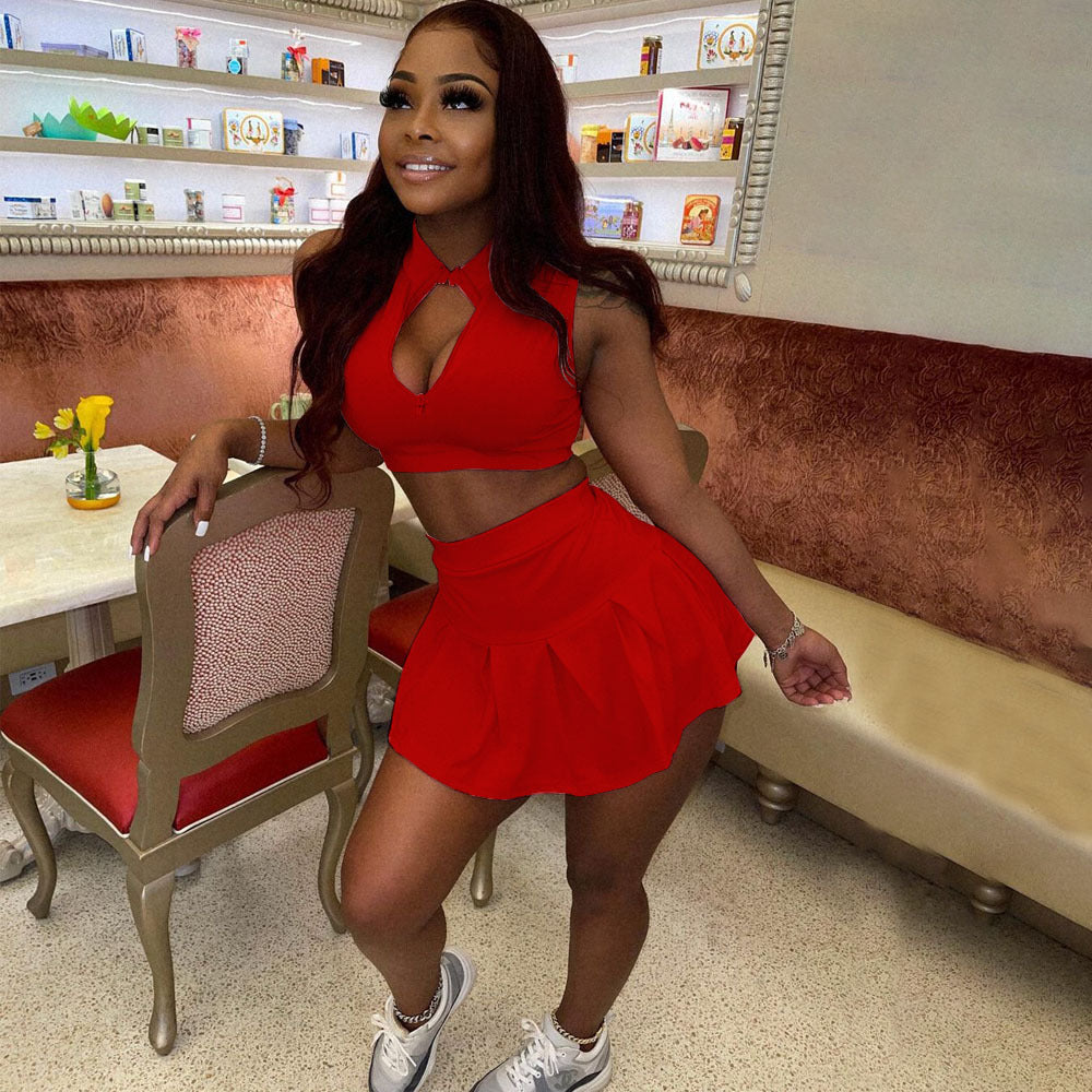 Women's 2 Piece Zipper Skirt Set