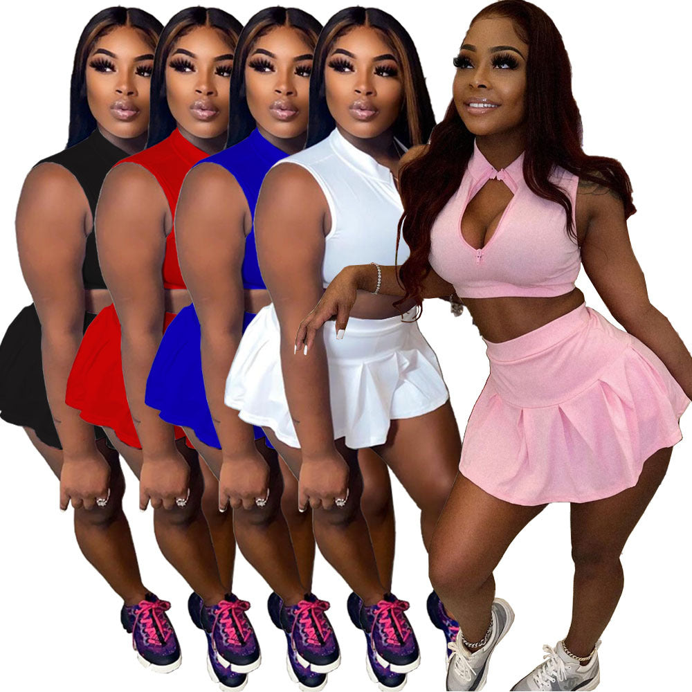 Women's 2 Piece Zipper Skirt Set