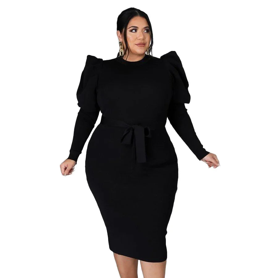 Women's Puff Sleeve Plus Size Dress
