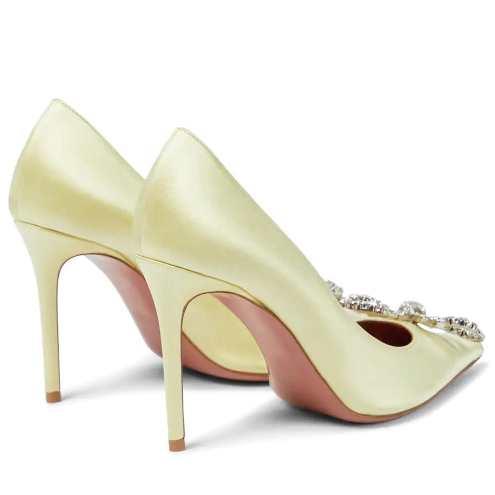 Women's Satin Crystal Bow Stiletto Pumps