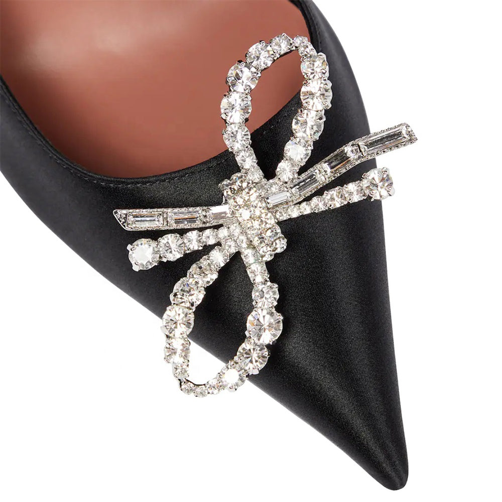 Women's Satin Crystal Bow Stiletto Pumps