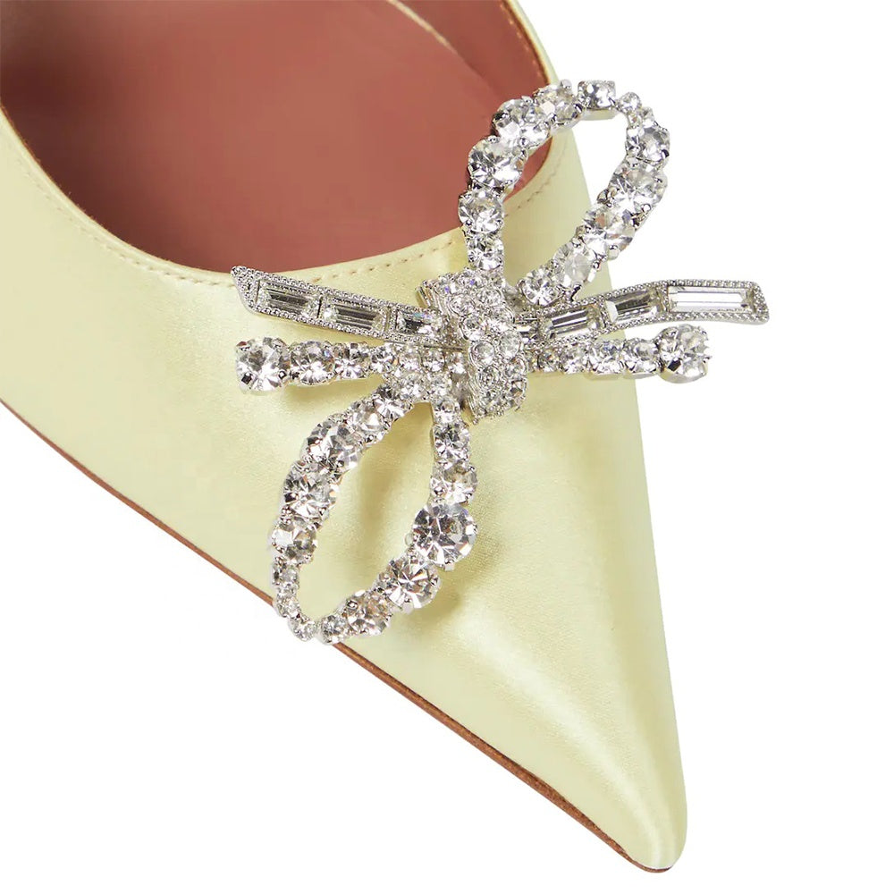 Women's Satin Crystal Bow Stiletto Pumps