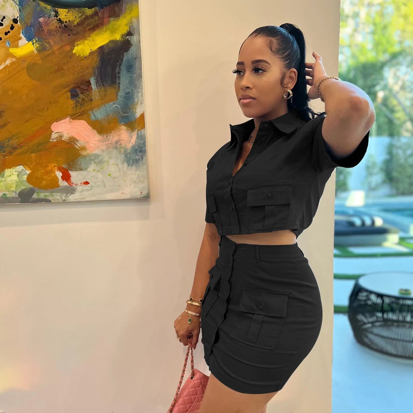 Women's Big Pocket Two Piece Set