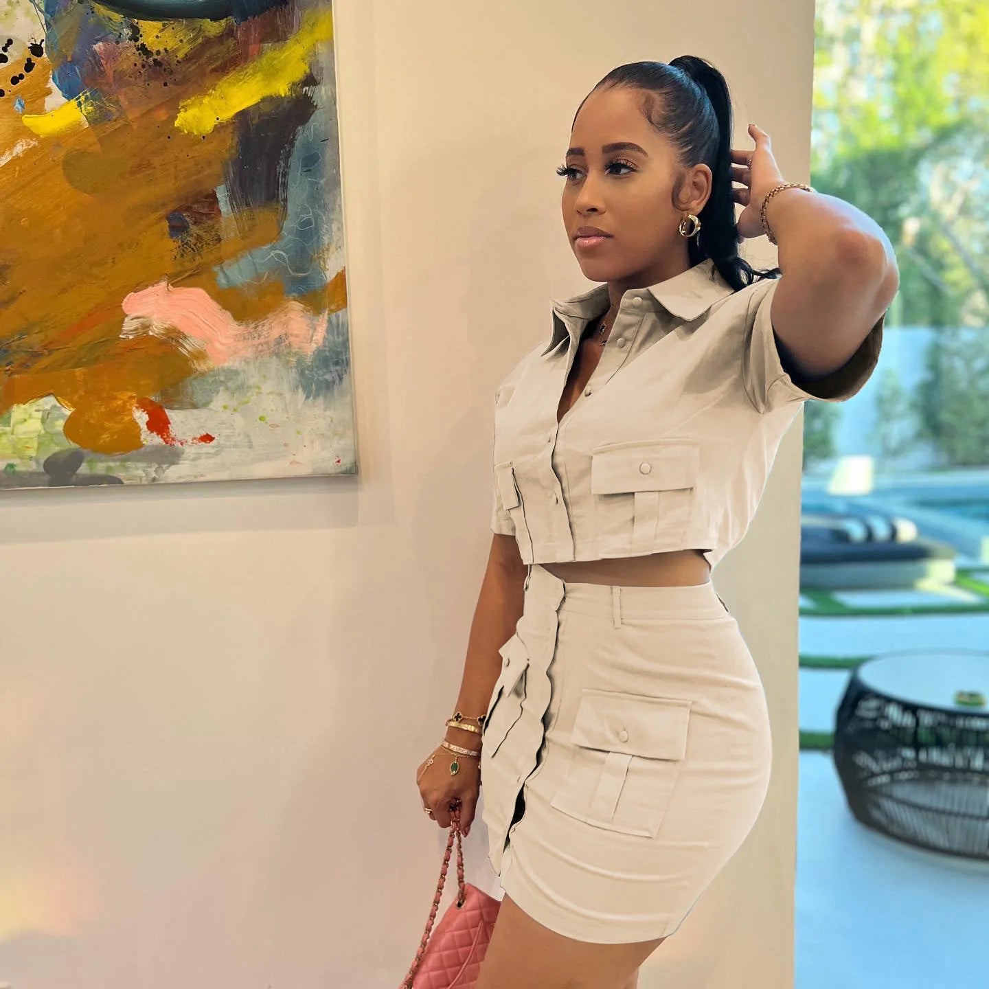 Women's Big Pocket Two Piece Set