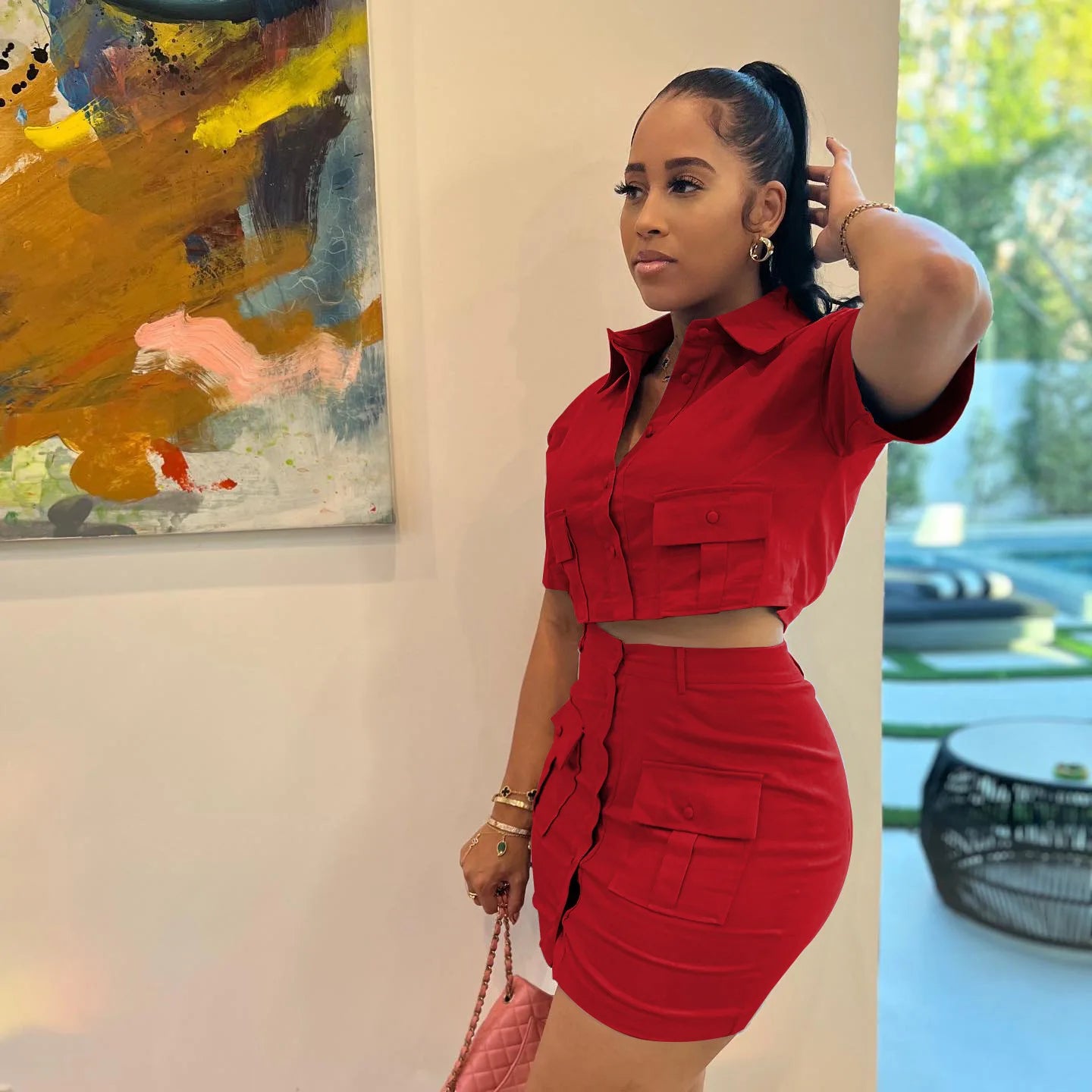 Women's Big Pocket Two Piece Set