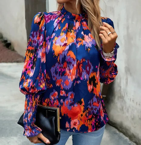 Women's Printed Long Sleeve Blouse