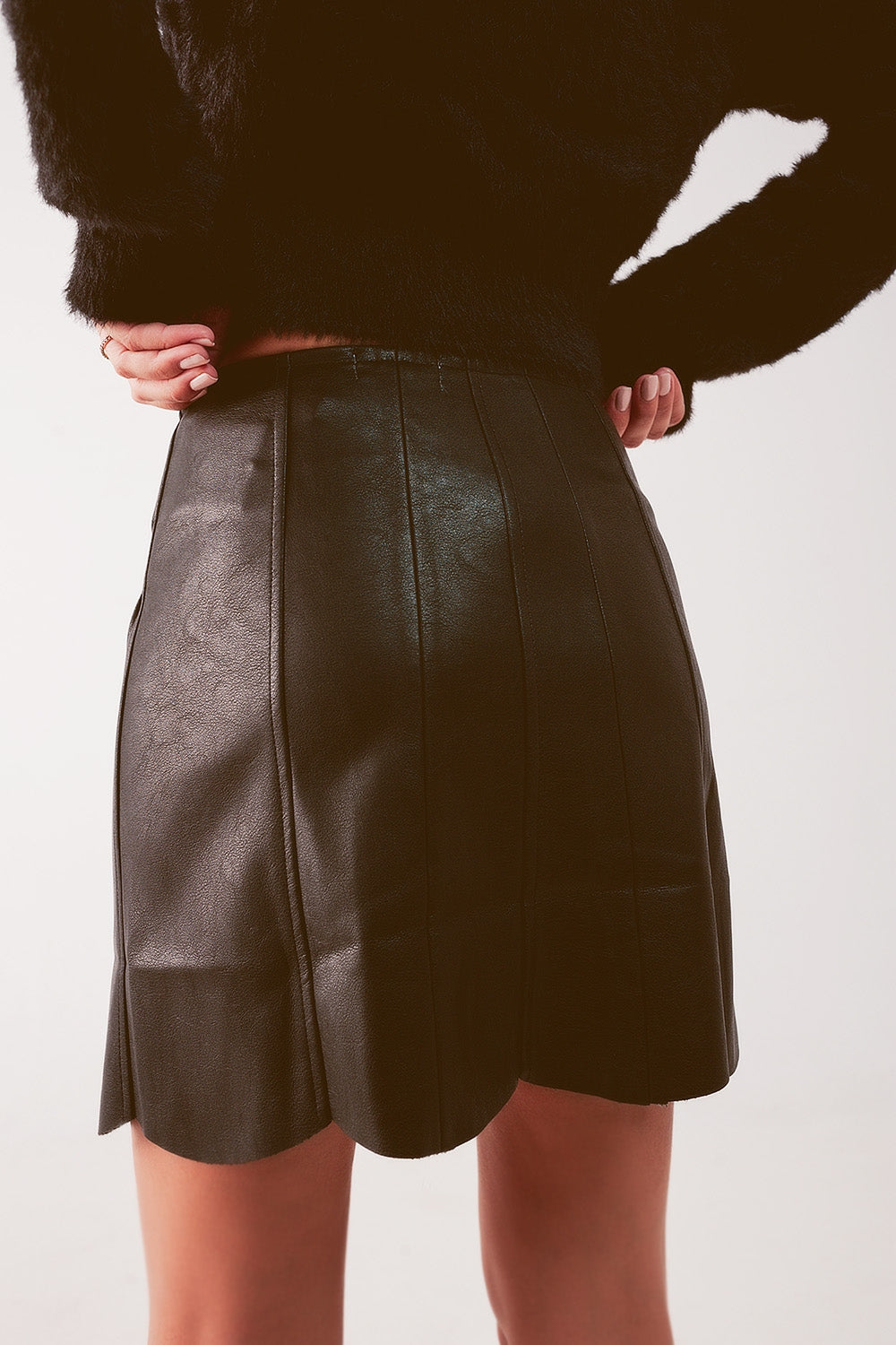 Women's Button Up Mini Skirt in Black