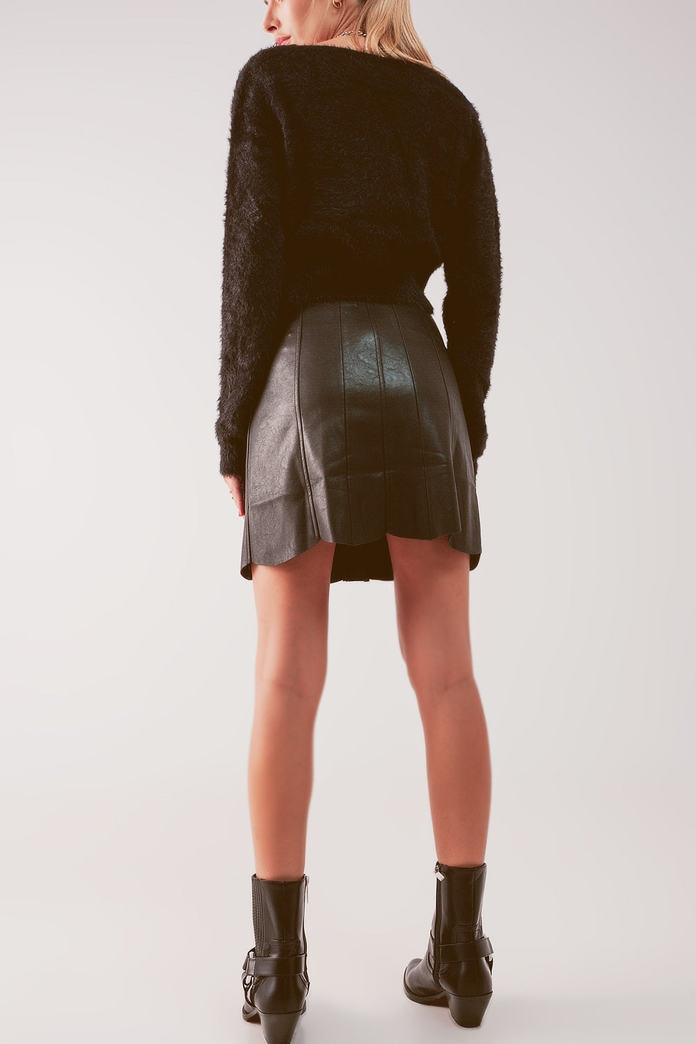 Women's Button Up Mini Skirt in Black