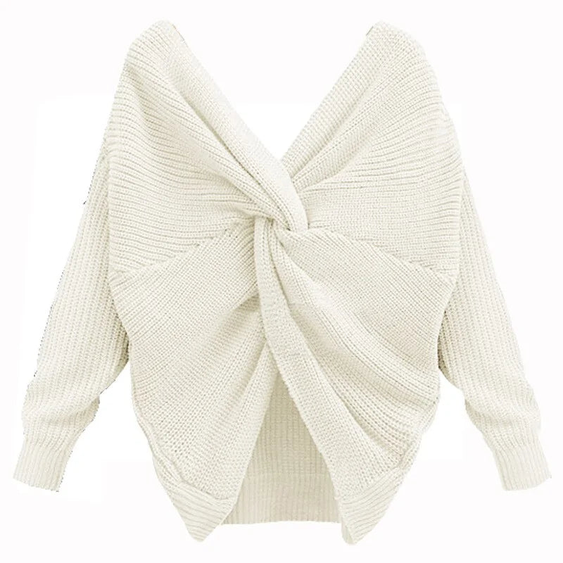 Knitted V-Neck Plus Size Sweater