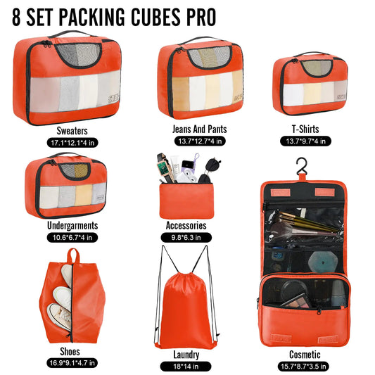 Packing Cubes for Suitcases - 8 Pack