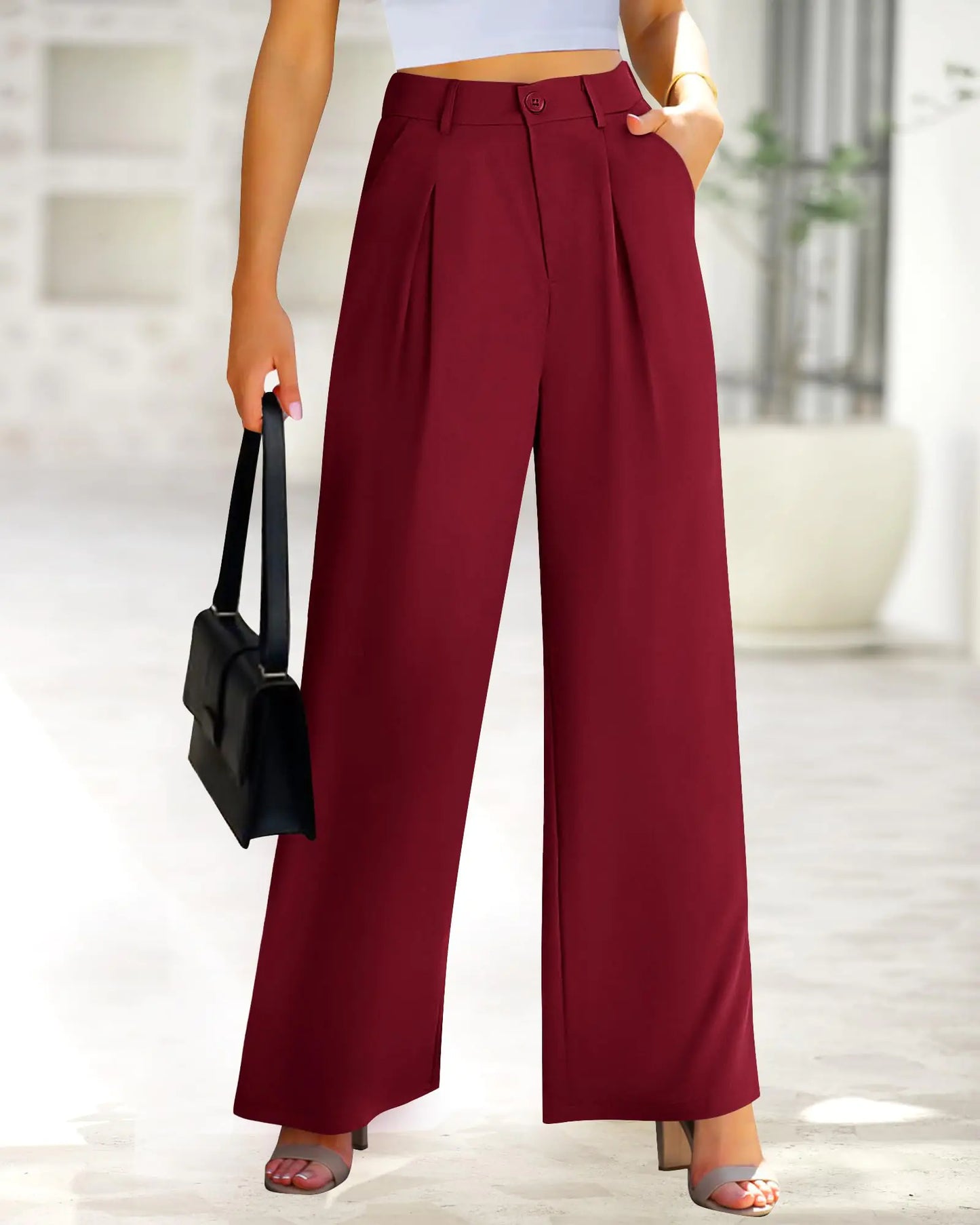 Women's High Waist Casual Wide Leg Pants