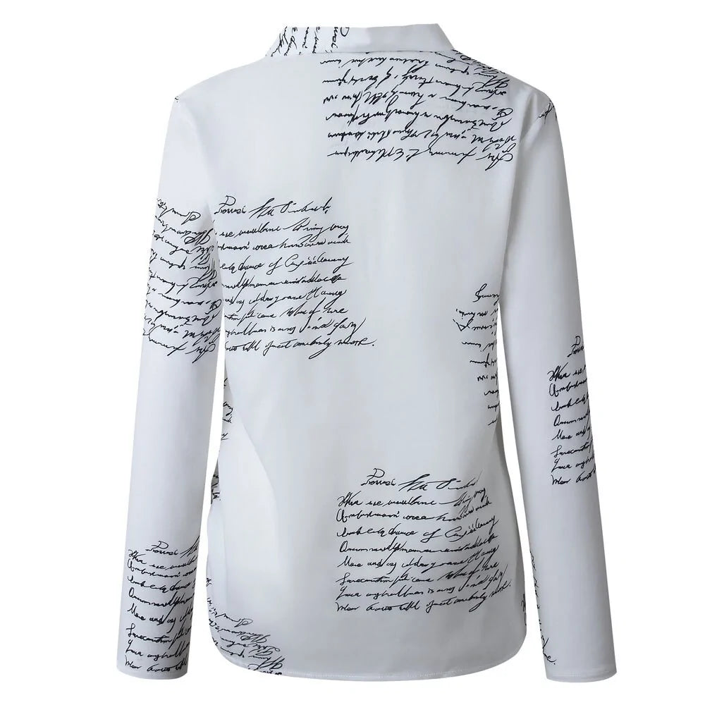 Women's Printed V-neck Button Blouse